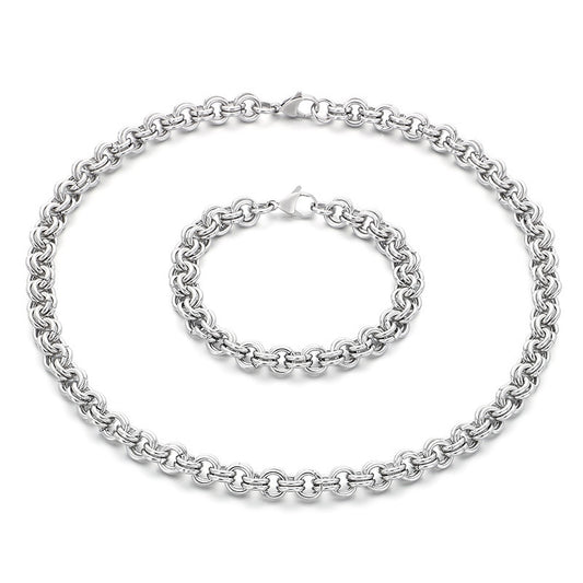 Stainless Steel Double Circle O Chain Bracelet Unisex