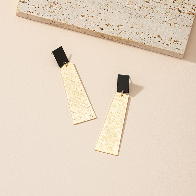 Geometric Metal Texture Earrings with European Flair