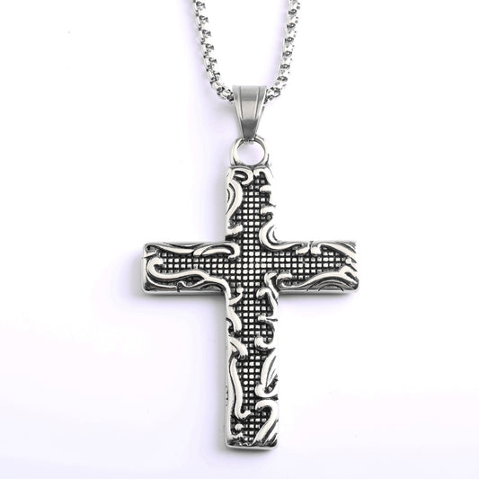 Vintage Cross Stainless Steel Men's Pendant Necklace