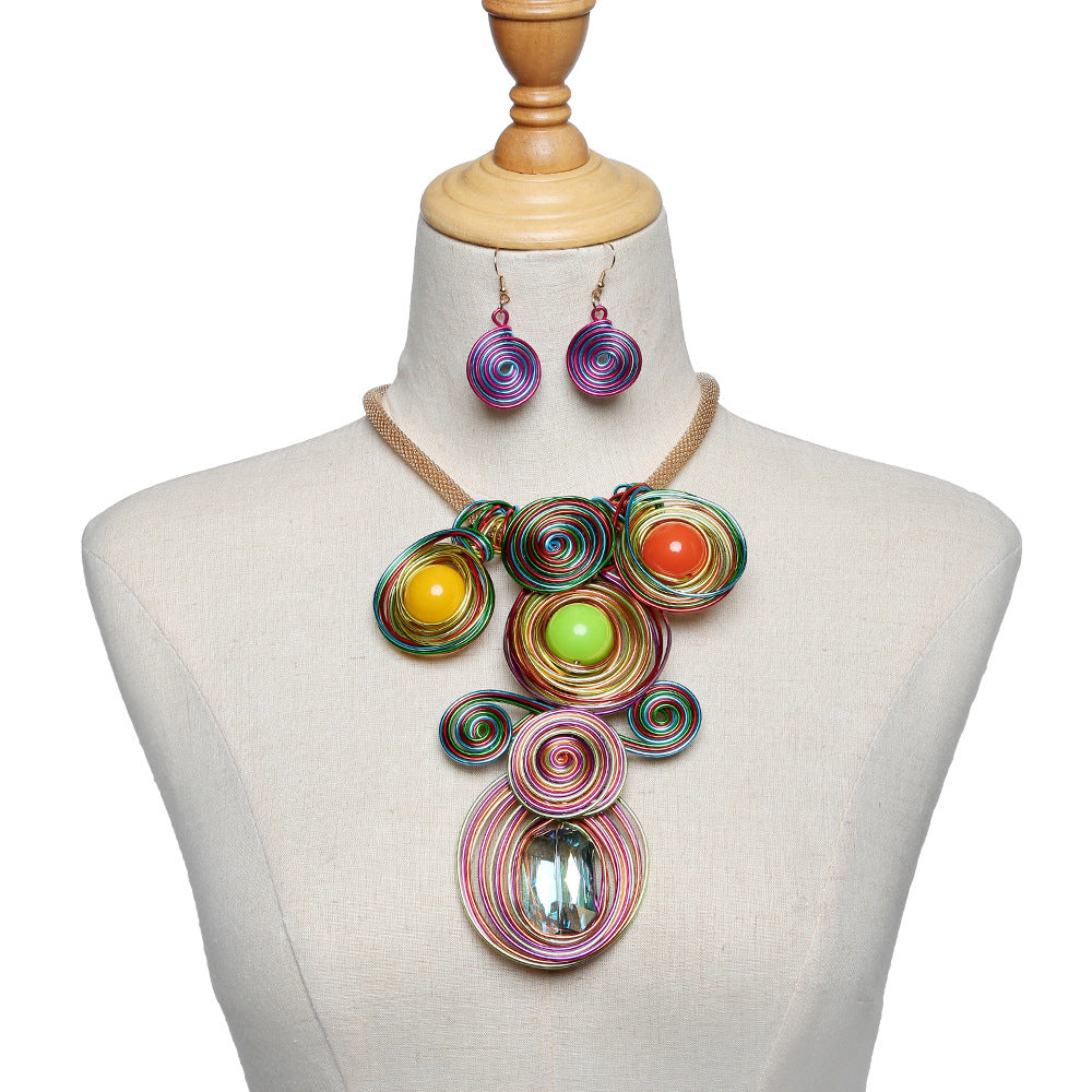 Exquisite Handcrafted Aluminum and Glass Necklace Set