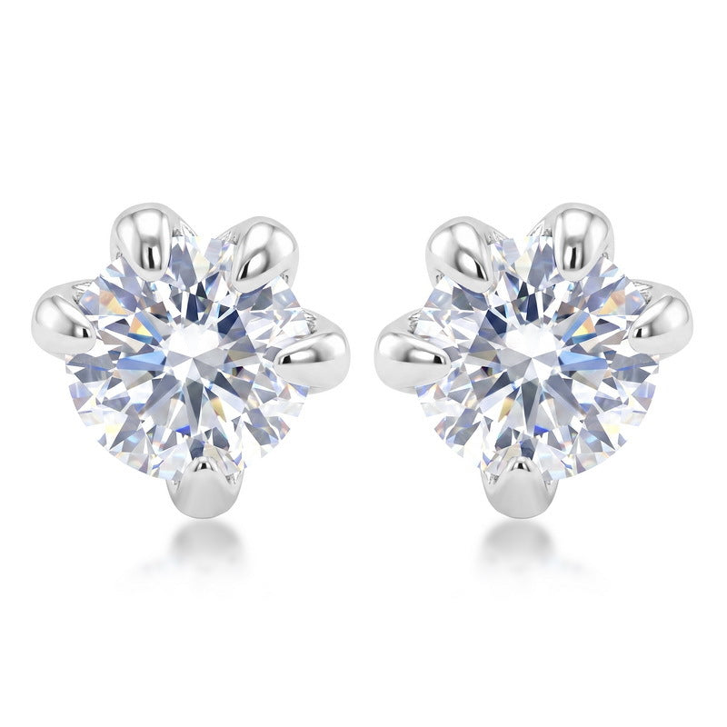 S925 Sterling Silver Moissanite Dragon-Scale Stud Earrings
