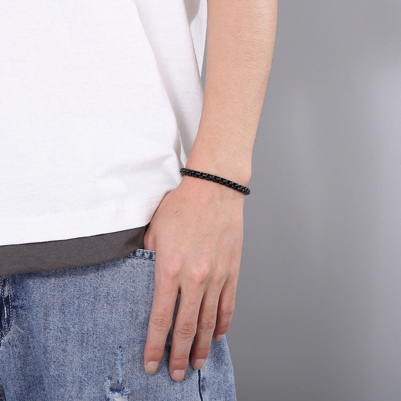 Planderful Square Pearl Bracelet Retro Magnetic Buckle Men