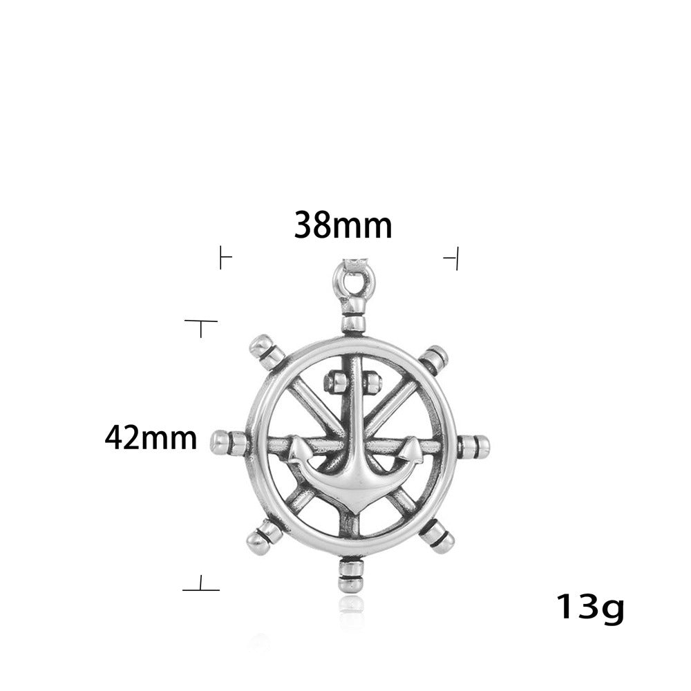Planderful Rudder Pendant Necklace Stainless Steel For Men And Women Marine Punk Style Durable