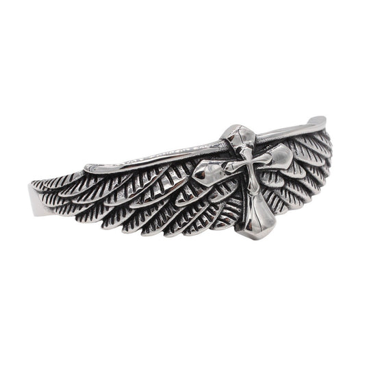 Planderful Everyday Genie Titanium Steel Eagle Cross Bracelet Retro Design For Men Women Unisex Protection