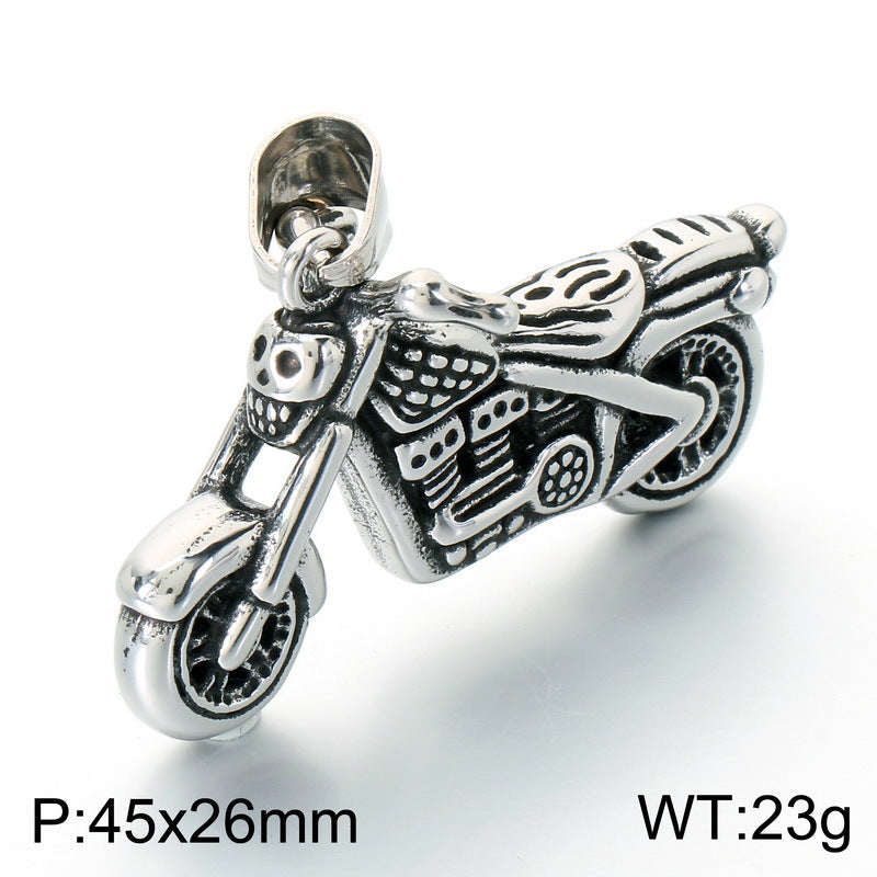 Hip Hop Punk Titanium Steel Motorcycle Pendant Motorcycle Bike Racing Men's Stainless Steel Necklace