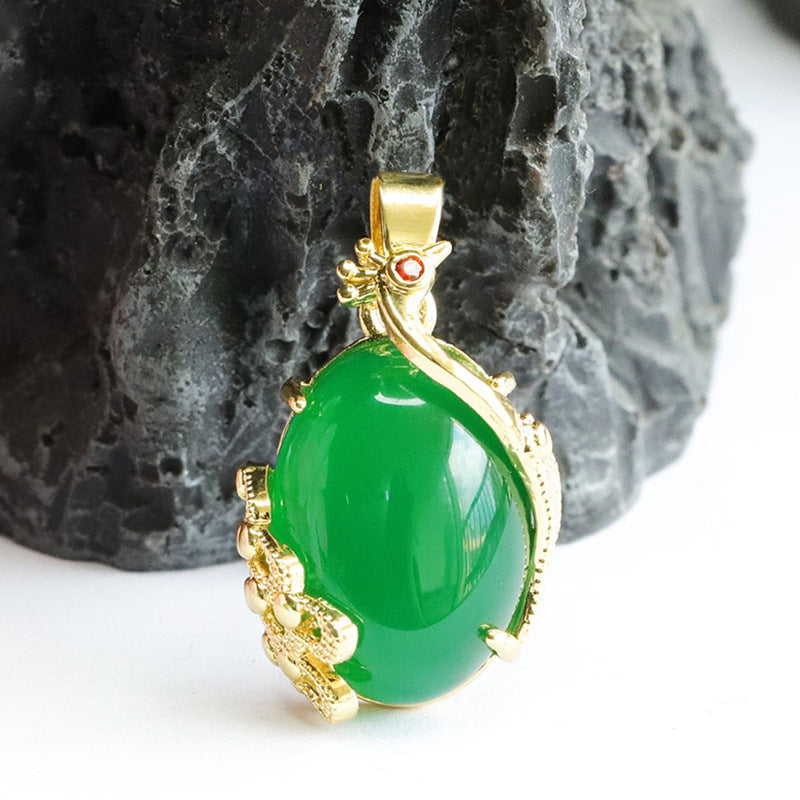 Phoenix Emperor Green Chalcedony Oval Pendant