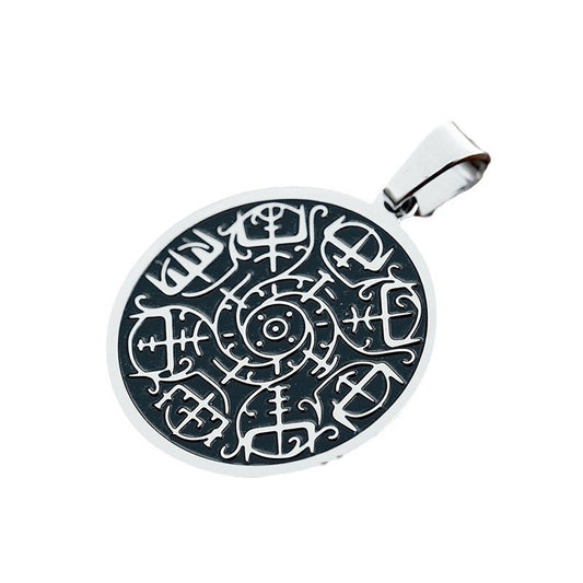 Titanium Steel Viking Compass Pendant for Men - Nordic Retro Jewelry Wholesale