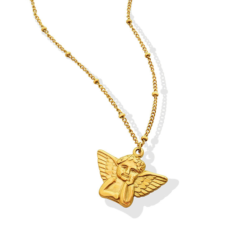 Angel Pendant Titanium Clavicle Chain Necklace with a Niche Sense
