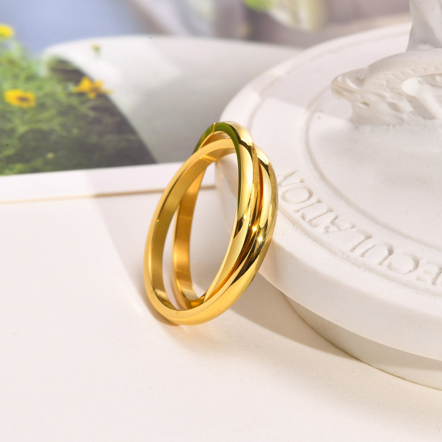 European And American Jewelry Three-In-One Plain Fashion Ring