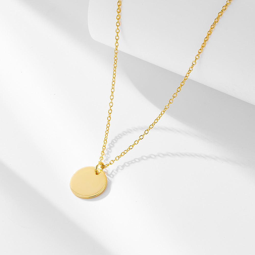 Retro Round Brand Pendant Sterling Silver Necklace Layered And Stacked