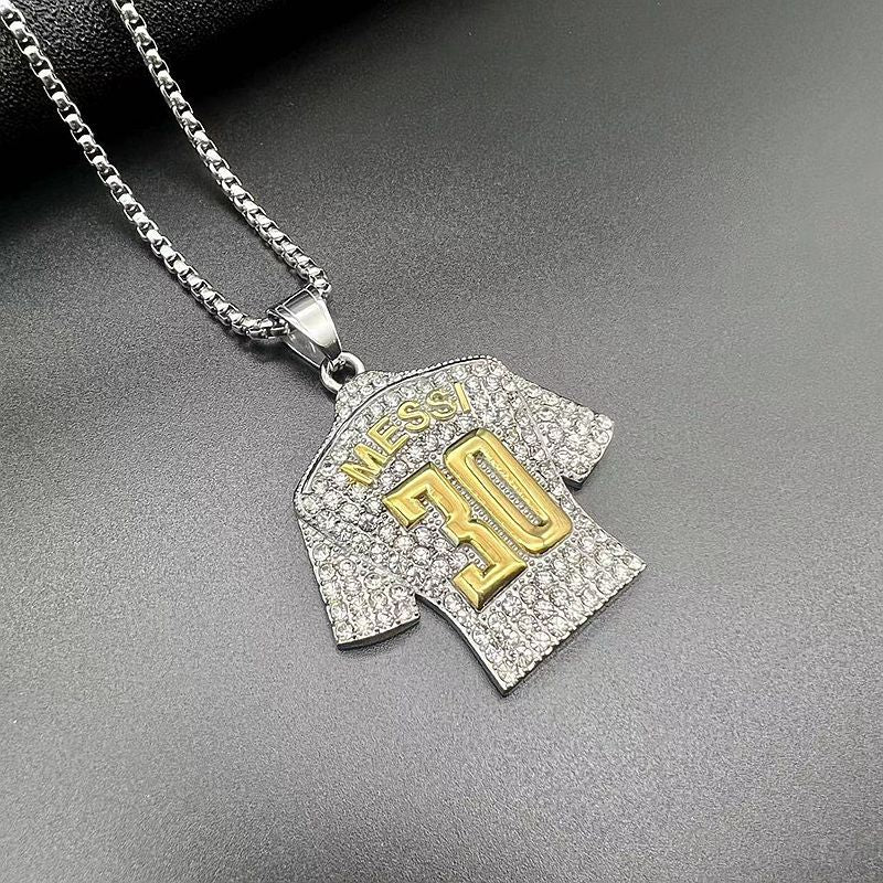 Zircon Necklace – Statement Hip Hop Football Jersey Pendant In Gold Plated Steel By Planderful