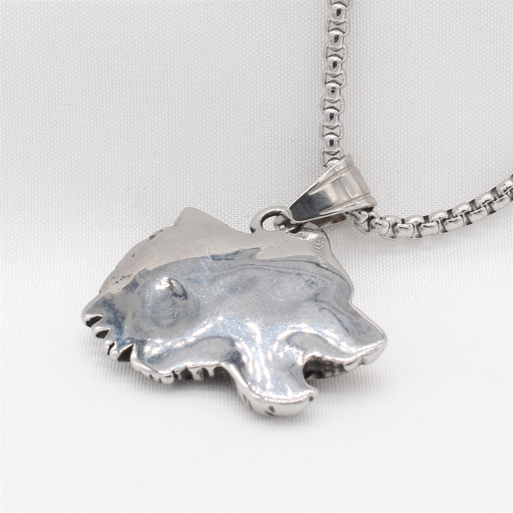 Stylish Titanium Steel Wolf Head Pendant for Men - Retro Hip Hop Design