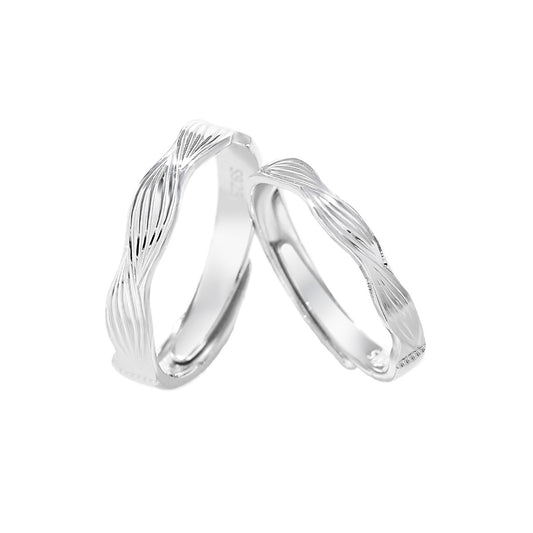 Planderful Jewelry Sterling Silver Wave Couple Ring