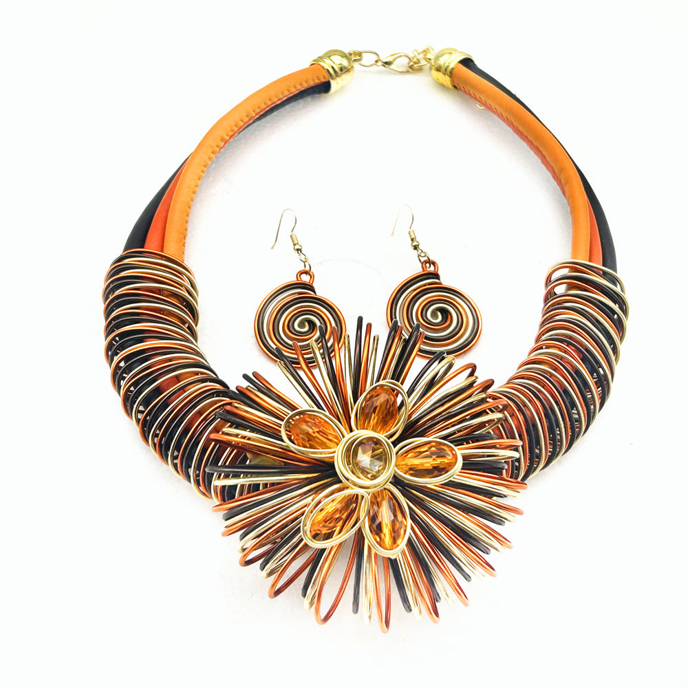 Aluminum Flower Handmade Necklace Set - Savanna Rhythms Collection