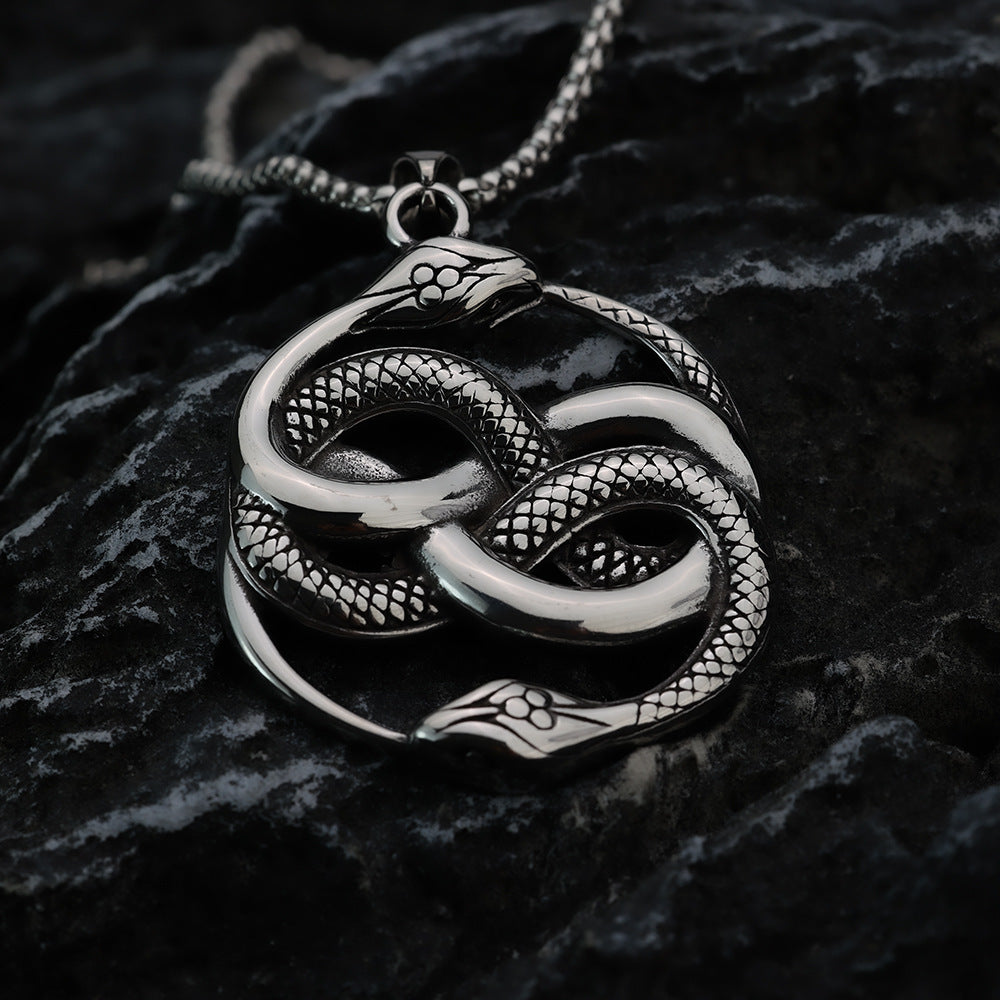 Vintage Snake Stainless Steel Pendant Necklace