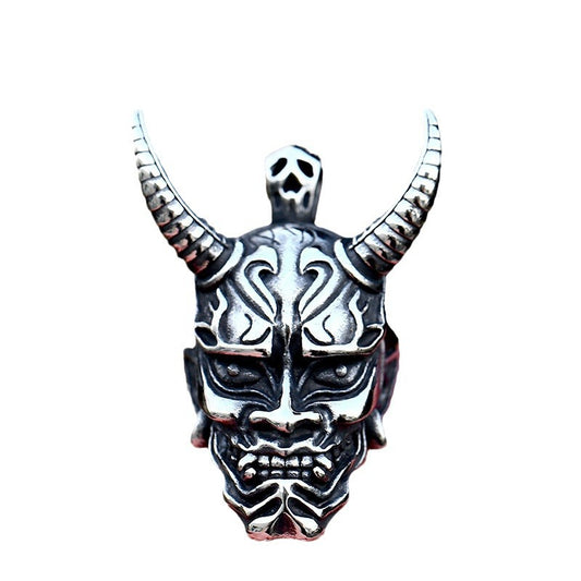 Prajna Skull Pendant in Retro Titanium Steel - Bold Cross-Border Design for Men