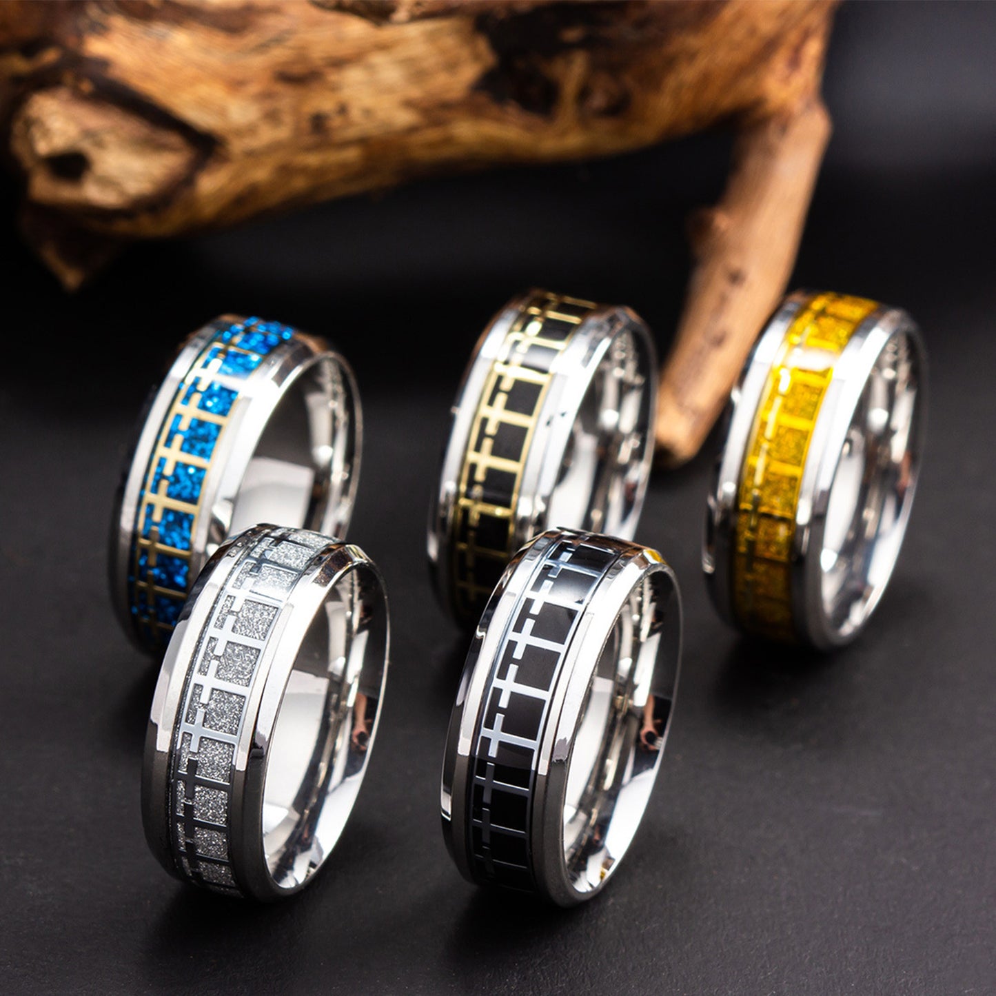Stainless Steel Cross Ring Two Tone Unisex Planderful Everyday Wear For Men And Women