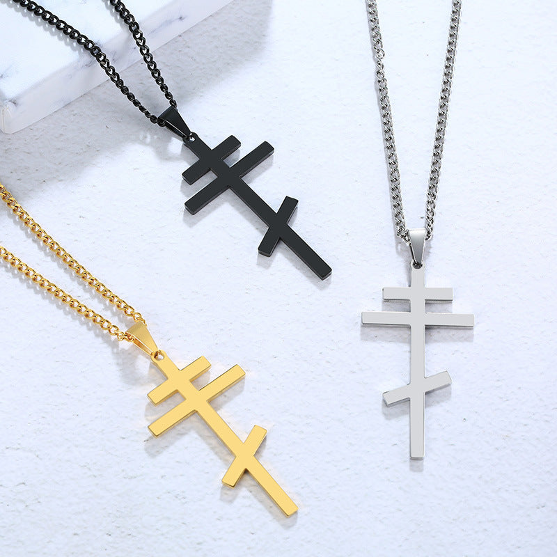 Retro Stainless Steel Cross Pendant Titanium Steel Necklace