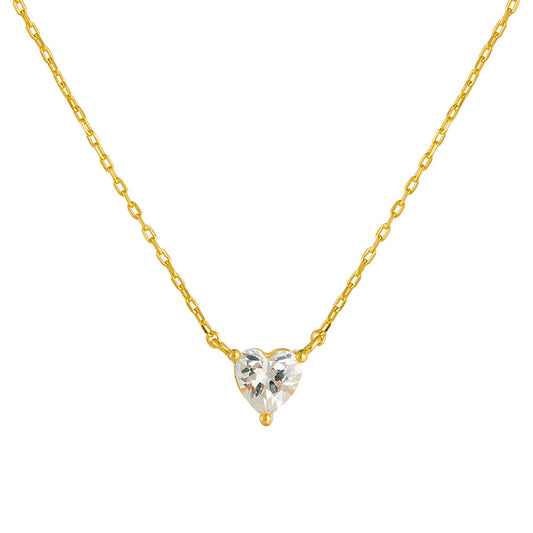 S925 Sterling Silver Classic Three-Claw Love Zircon Necklace Versatile Heart-Shaped Necklace