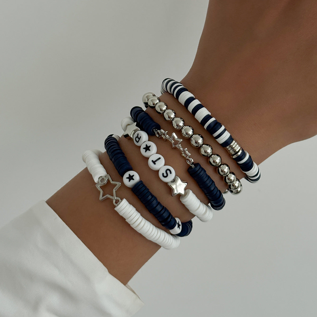 Planderful Vienna Verve Friendship Star Bracelet Set Stacking Elastic Beaded Jewelry For Women
