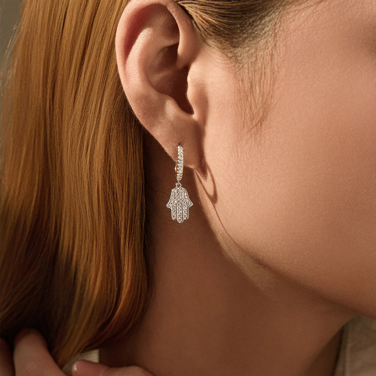 925 Sterling Silver Palm Zircon Earrings