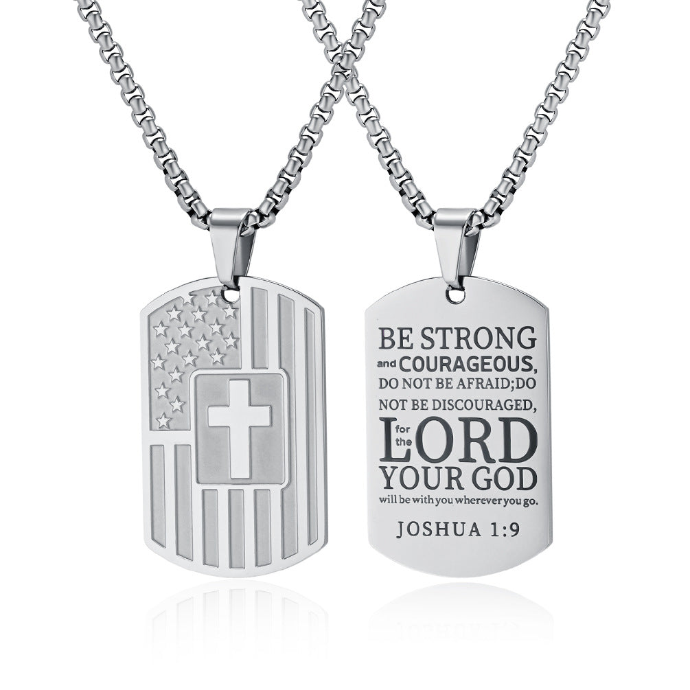 European and American Stars and Stripes Cross Necklace Gift