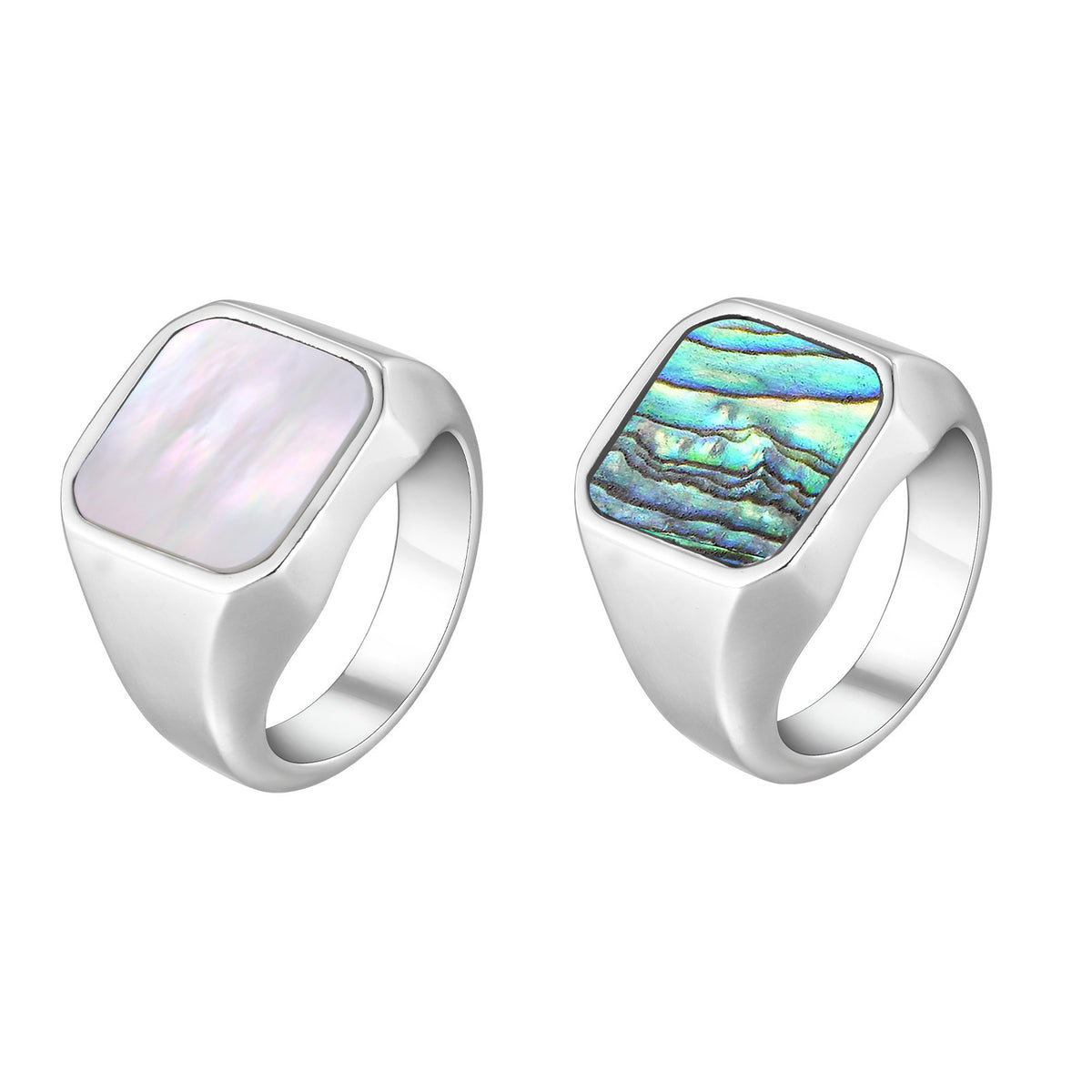 Stainless Steel Abalone Shell White Shell Casting Ring