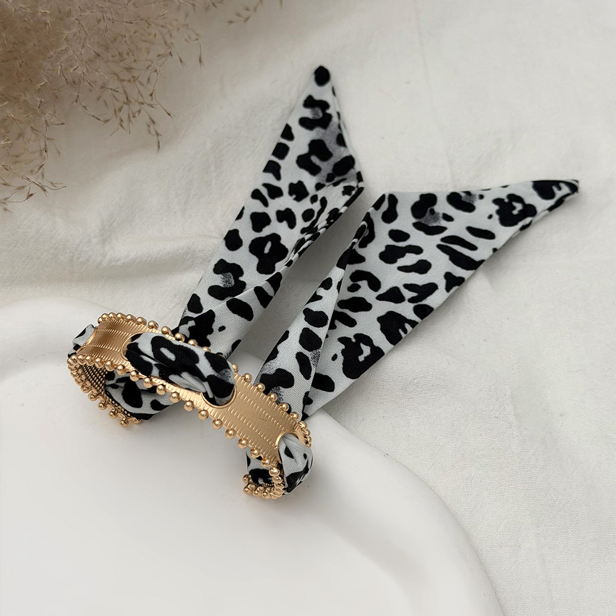Planderful Collection Vienna Verve Bracelet For Women Hammer Pattern Wide Surface Opening Leopard Print Silk Scarf