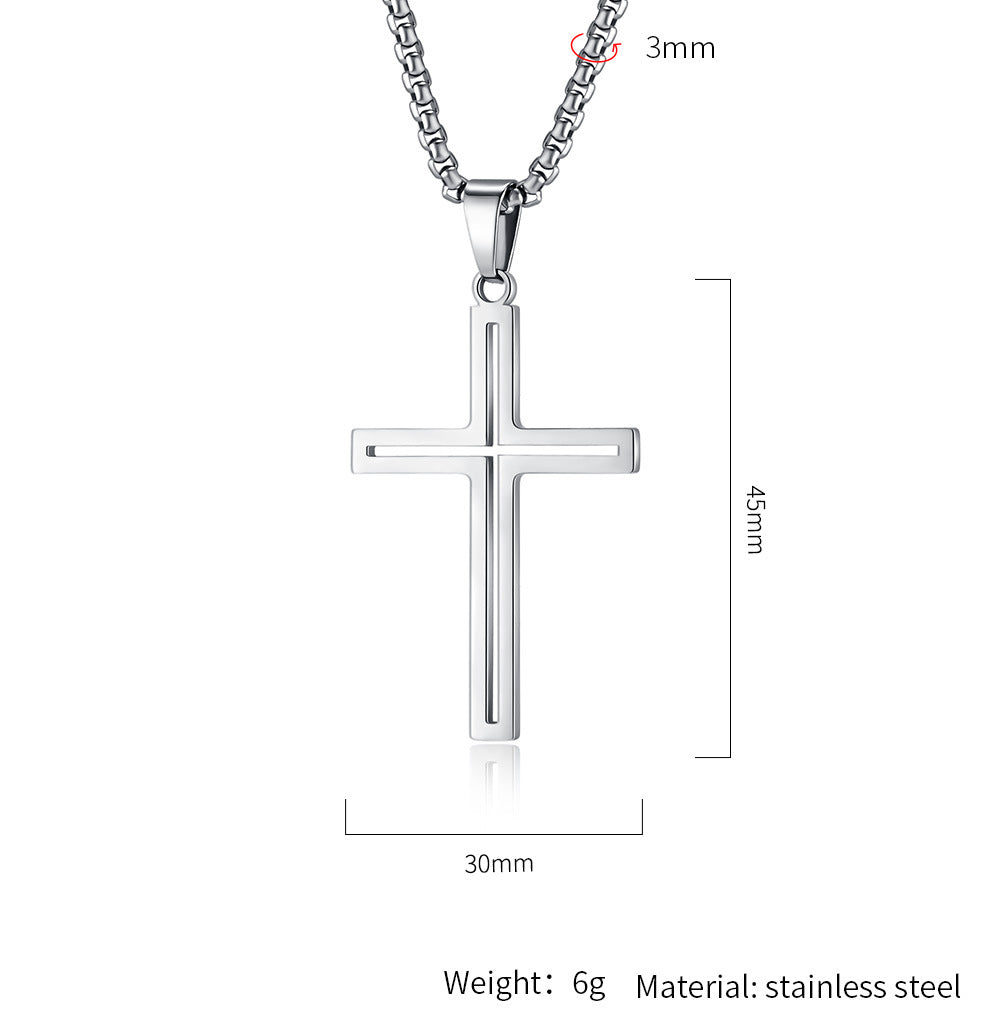 Cross Necklace for Men Hip Hop Style Durable Titanium Steel Openwork Pendant By Planderful
