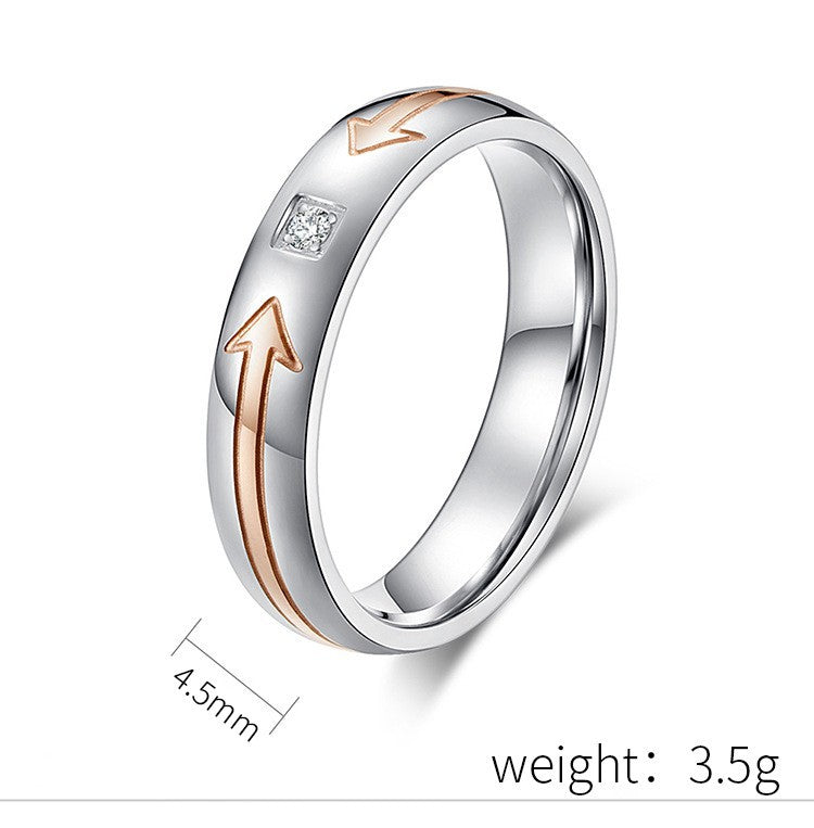 Stainless Steel Zircon Couple Ring – Arrow Couple – Valentine's Day