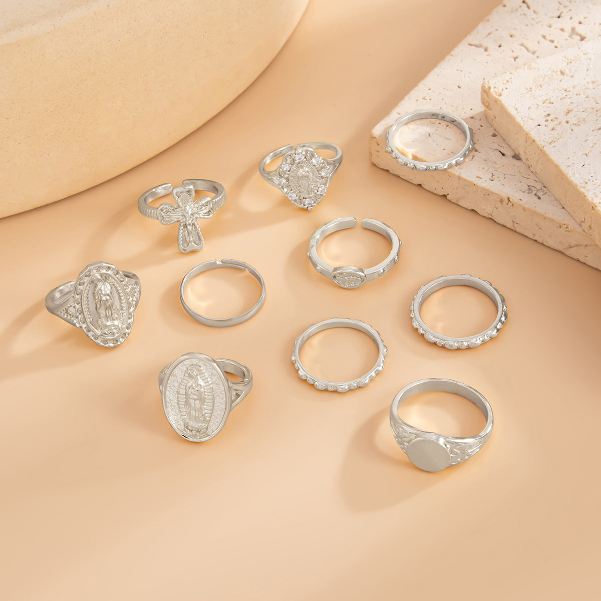 Planderful Cross Ring Set For Women Vienna Verve Zircon Inlaid Love Butterfly Jewelry Statement