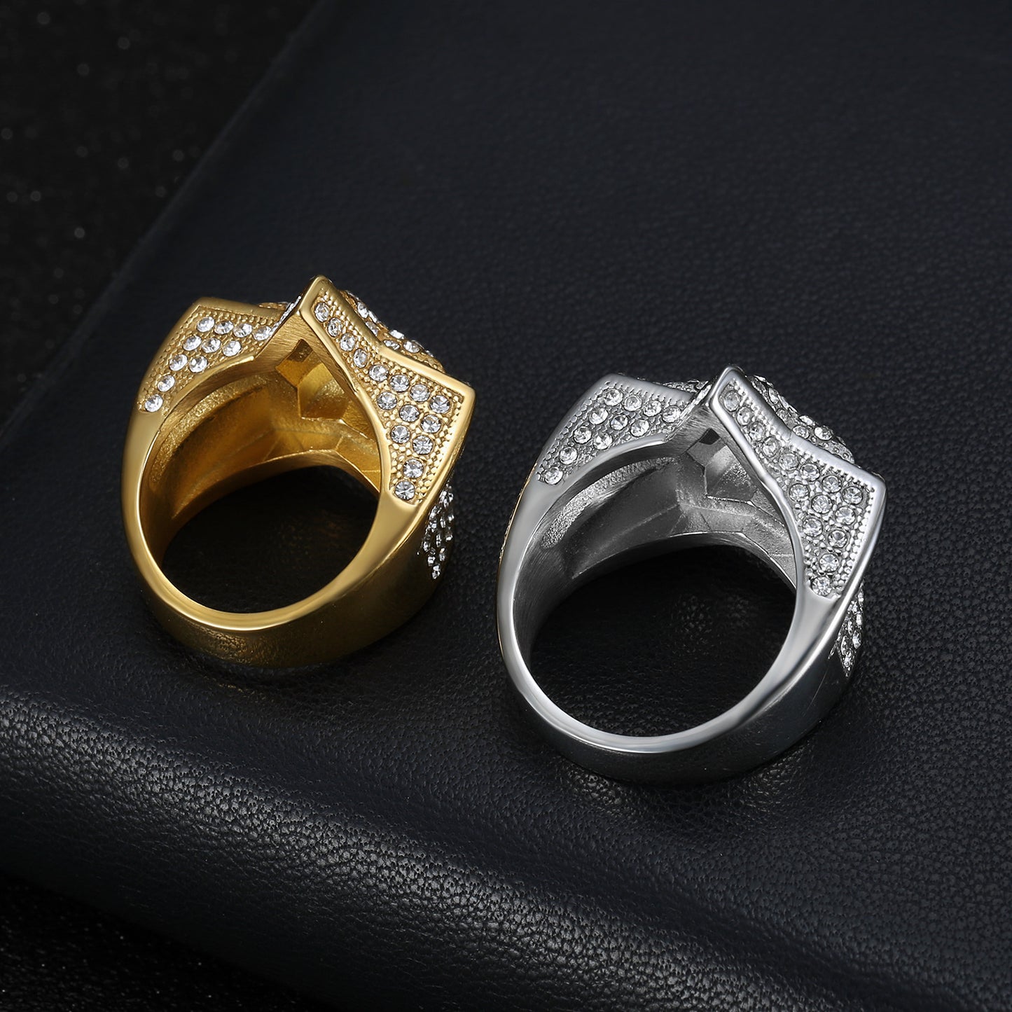 Planderful Titanium Steel Ring With Zircon Inlay Five Point Star Unisex Nightclub Trend