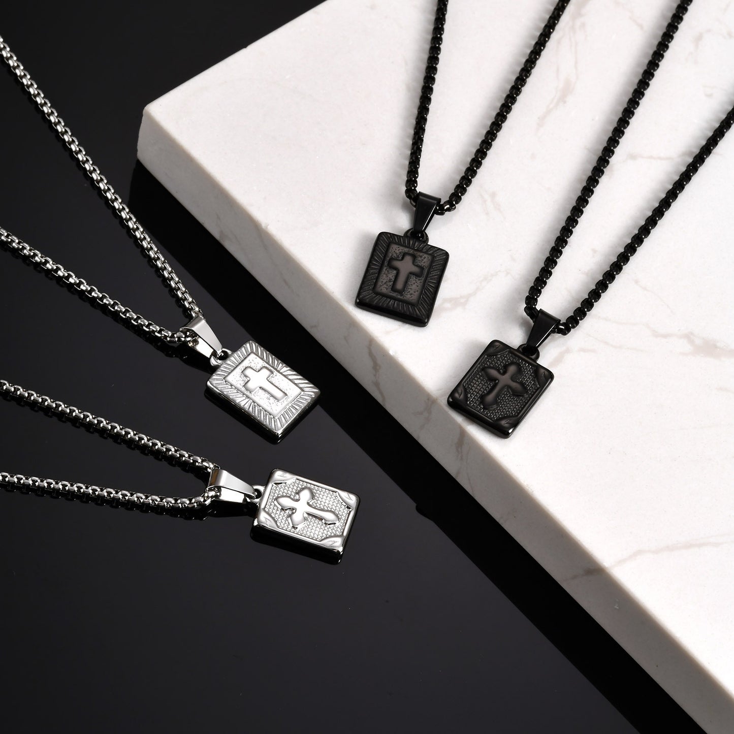 Planderful Geometric Stainless Steel Square Pendant for Men