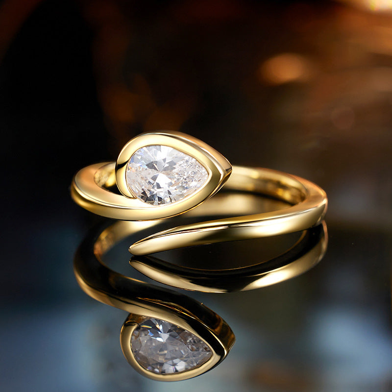 Planderful 925 Sterling Silver Ring With Elegant Zircon Inlay Geometric Open Design For Women