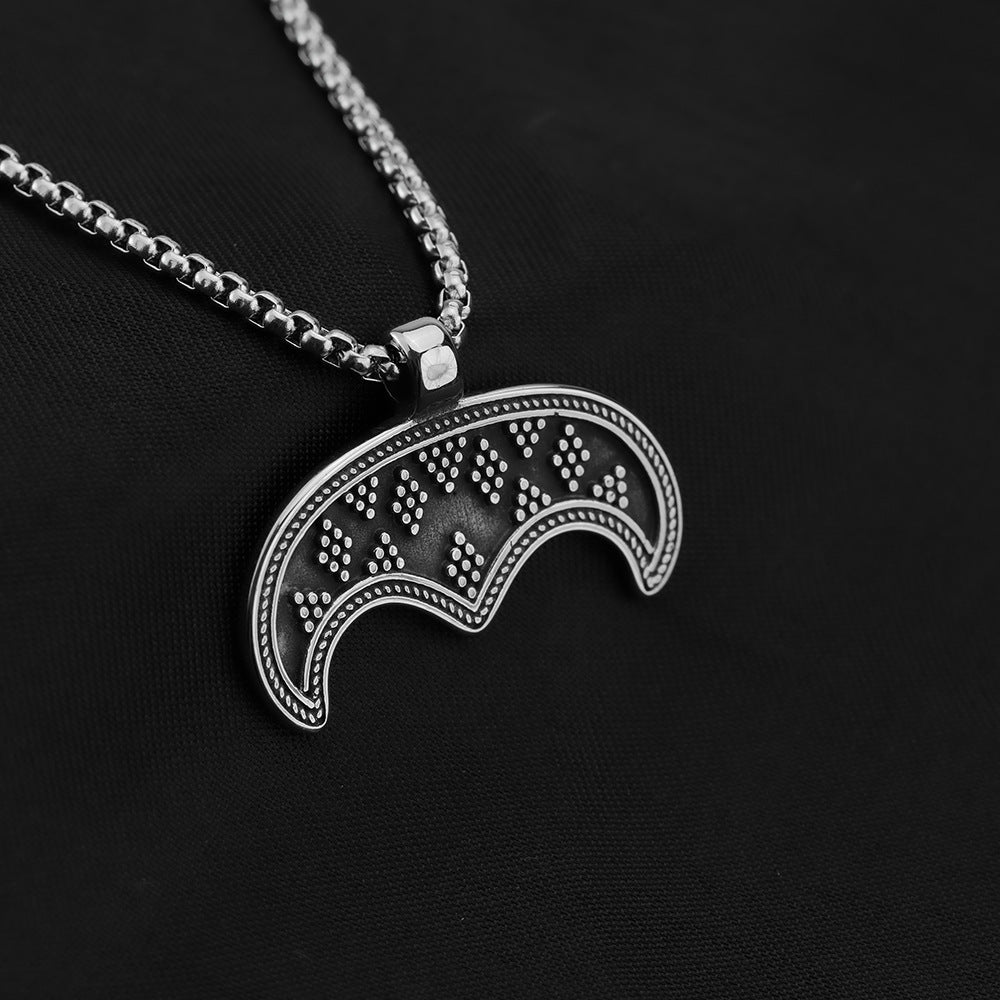 Planderful Punk Goth Heart Bat Necklace For Men Stainless Steel Titanium Jewelry Edgy Statement Pendant