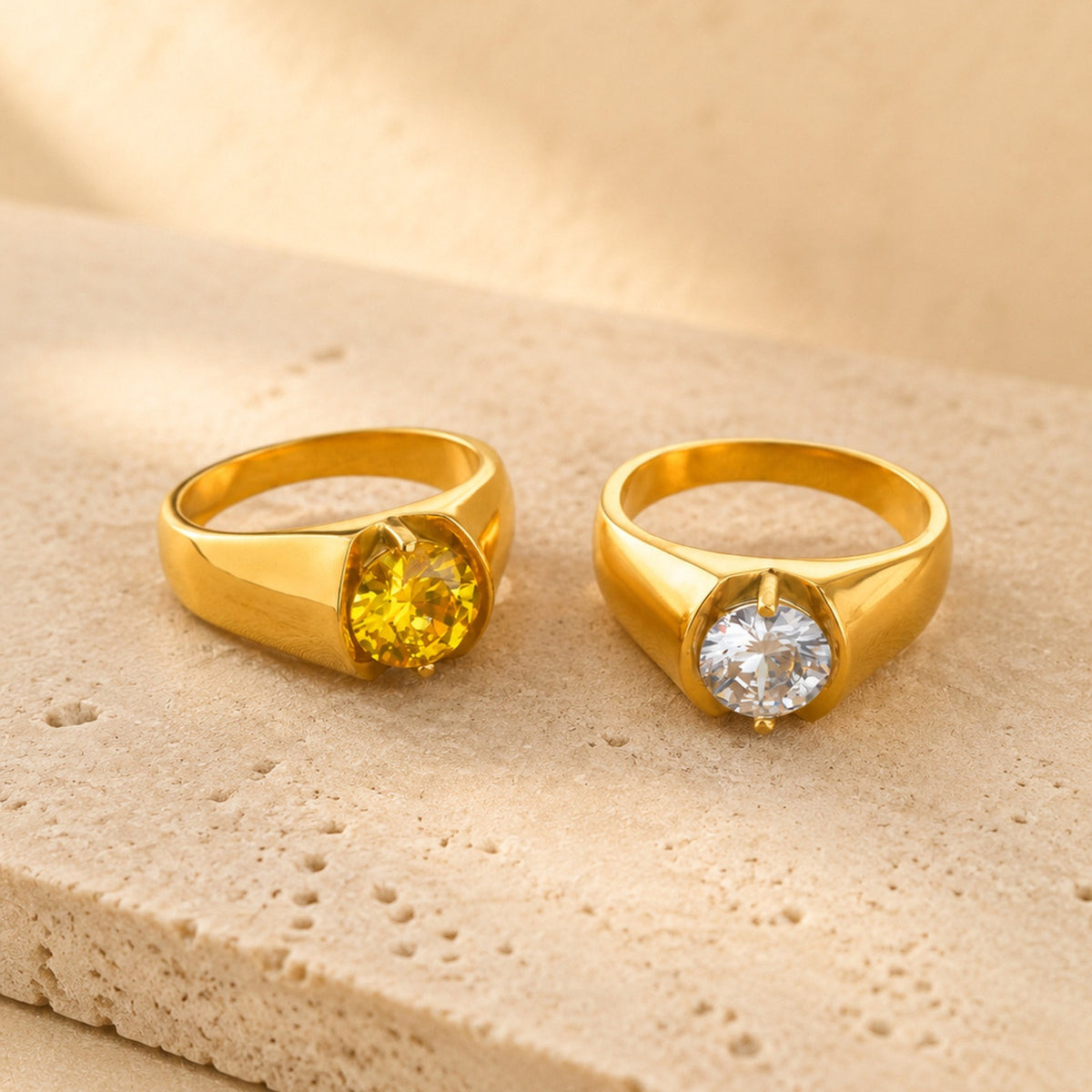 Unisex Zircon Ring – Stainless Steel Zircon Inlay Design – Minimalist