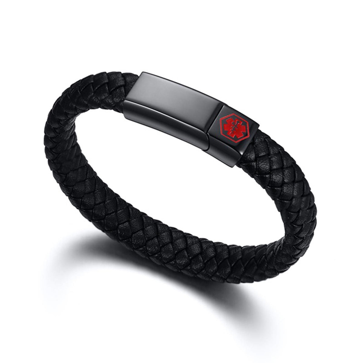 Textured Black Stainless Steel Bracelet for Men