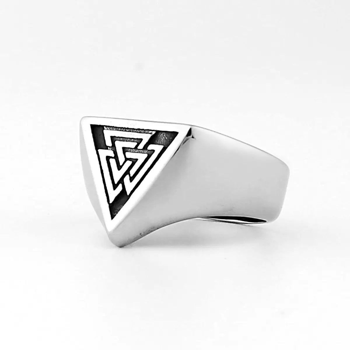 Planderful Odin Rune Ring Stainless Steel Nordic Triangle Logo For Men Unisex Hip Hop Jewelry