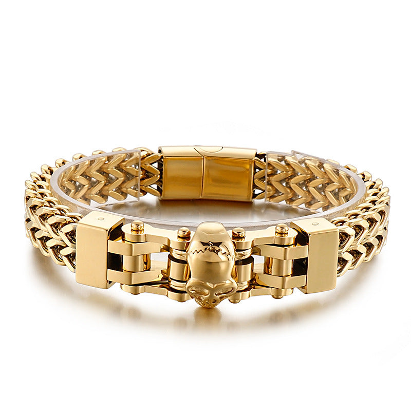 Skull Men's Titanium Steel Bracelet with Hip-Hop Flair