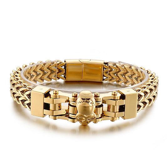 Skull Men's Titanium Steel Bracelet with Hip-Hop Flair