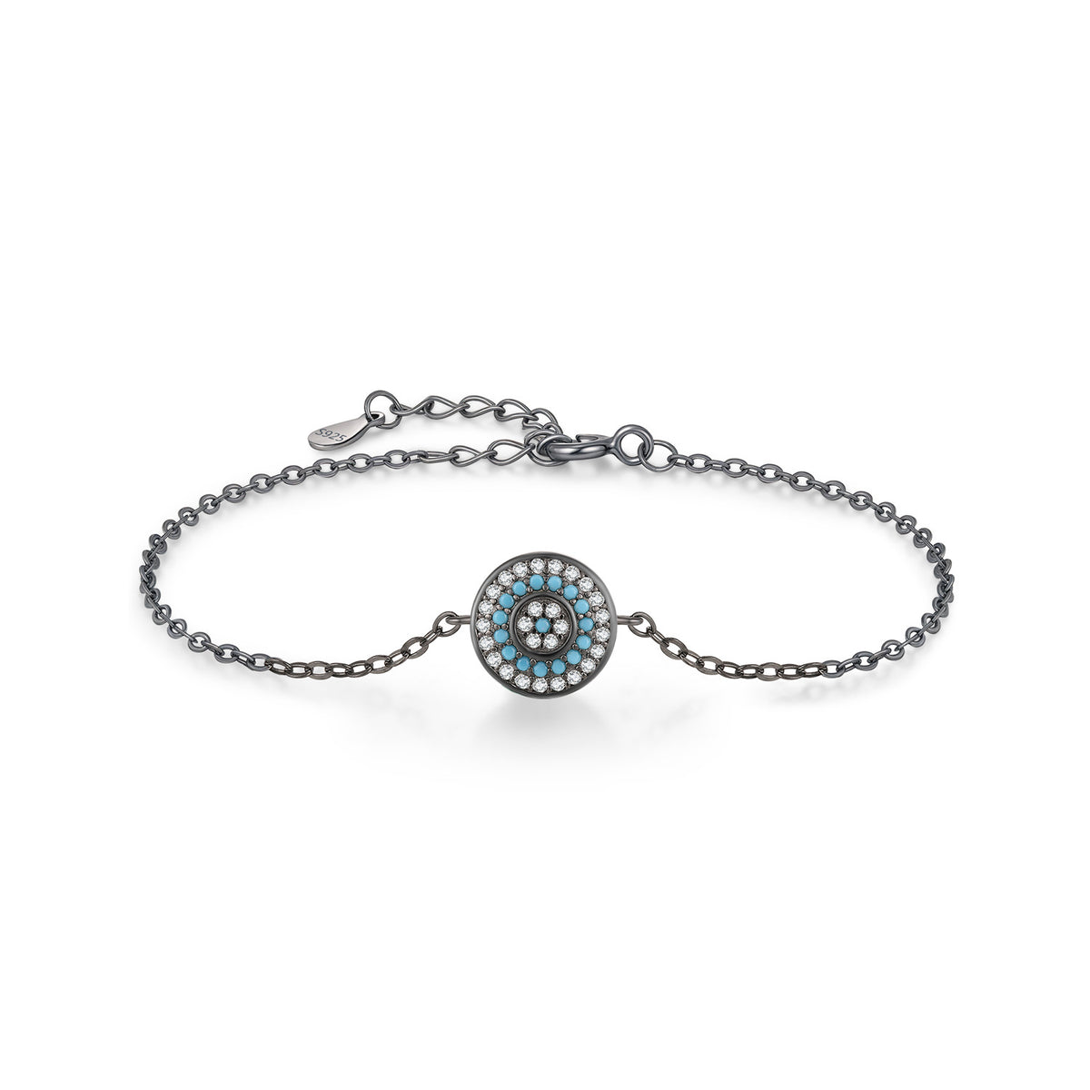 925 Sterling Silver Black Turquoise Geometric Bracelet