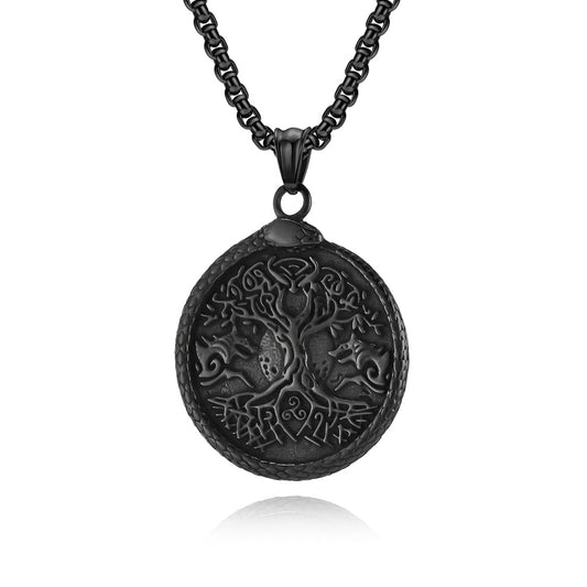 Steel Necklace – Vintage Nordic World Tree Pendant