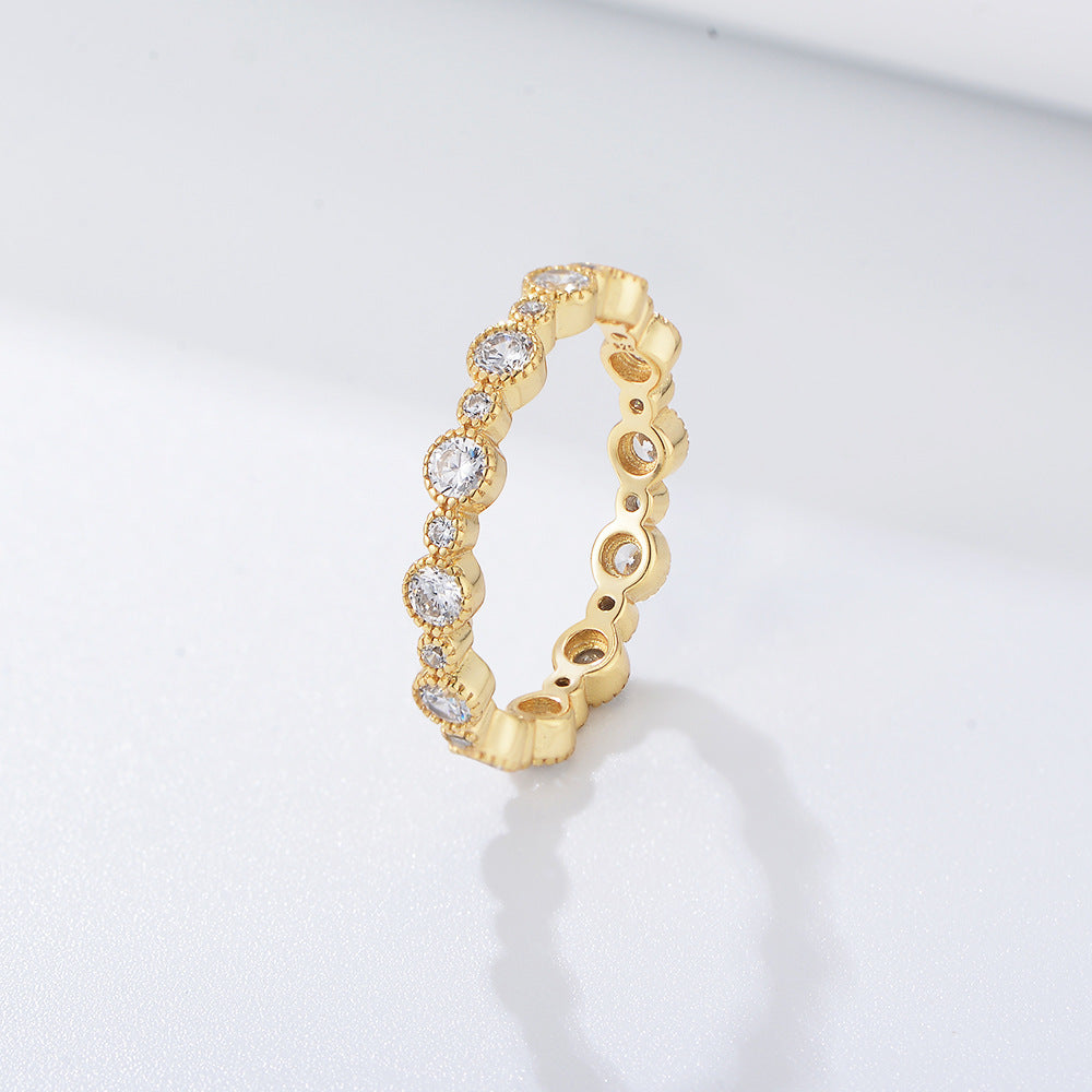 S925 Sterling Silver Geometric Round Zircon Ring Accessories Full Zircon Index Finger Ring
