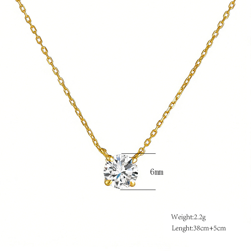 2022 Round Zircon Pendant Sterling Silver Necklace Design Sense