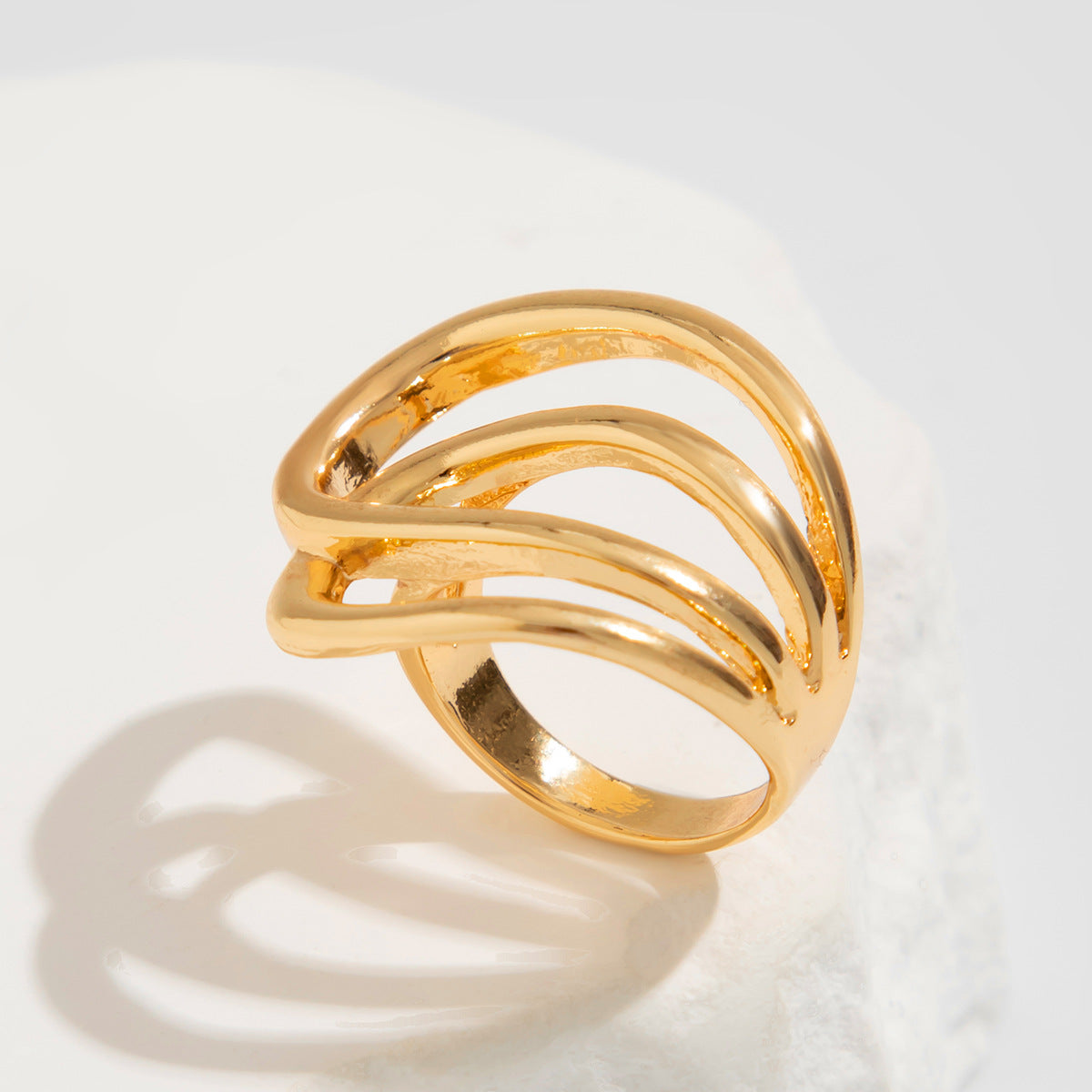 Planderful Geometric Line Ring for Women Hollow Joint Minimalist Statement Jewelry Vienna Verve
