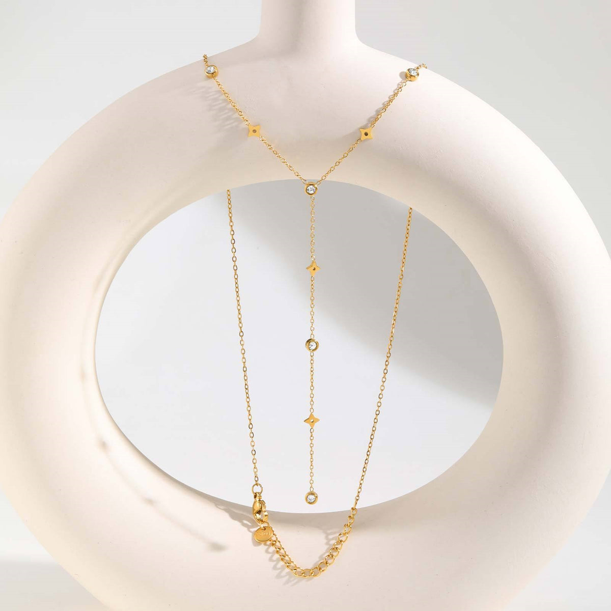 Style Lady Stainless Steel Tetragonal Star Cross Butterfly Heart Zircon Necklace