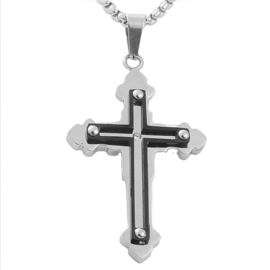 Titanium Steel Cross Necklace for Men - Personalized Retro Pendant in Trendy Design