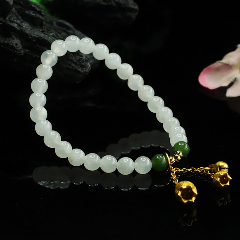 Hetian White Jade Lily-of-the-Valley Bracelet