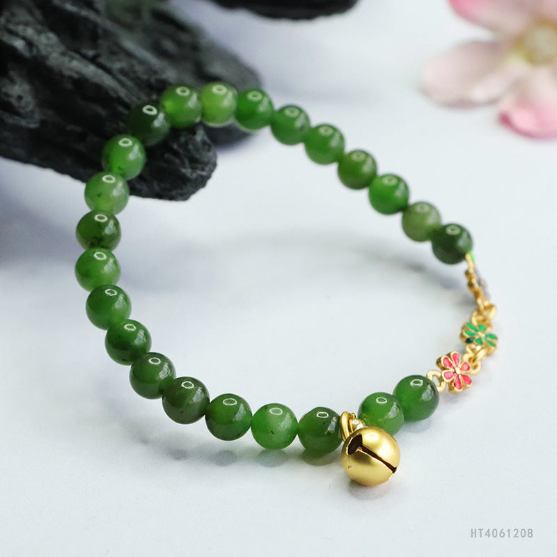 Hetian Jasper Bellflower Wreath Bracelet