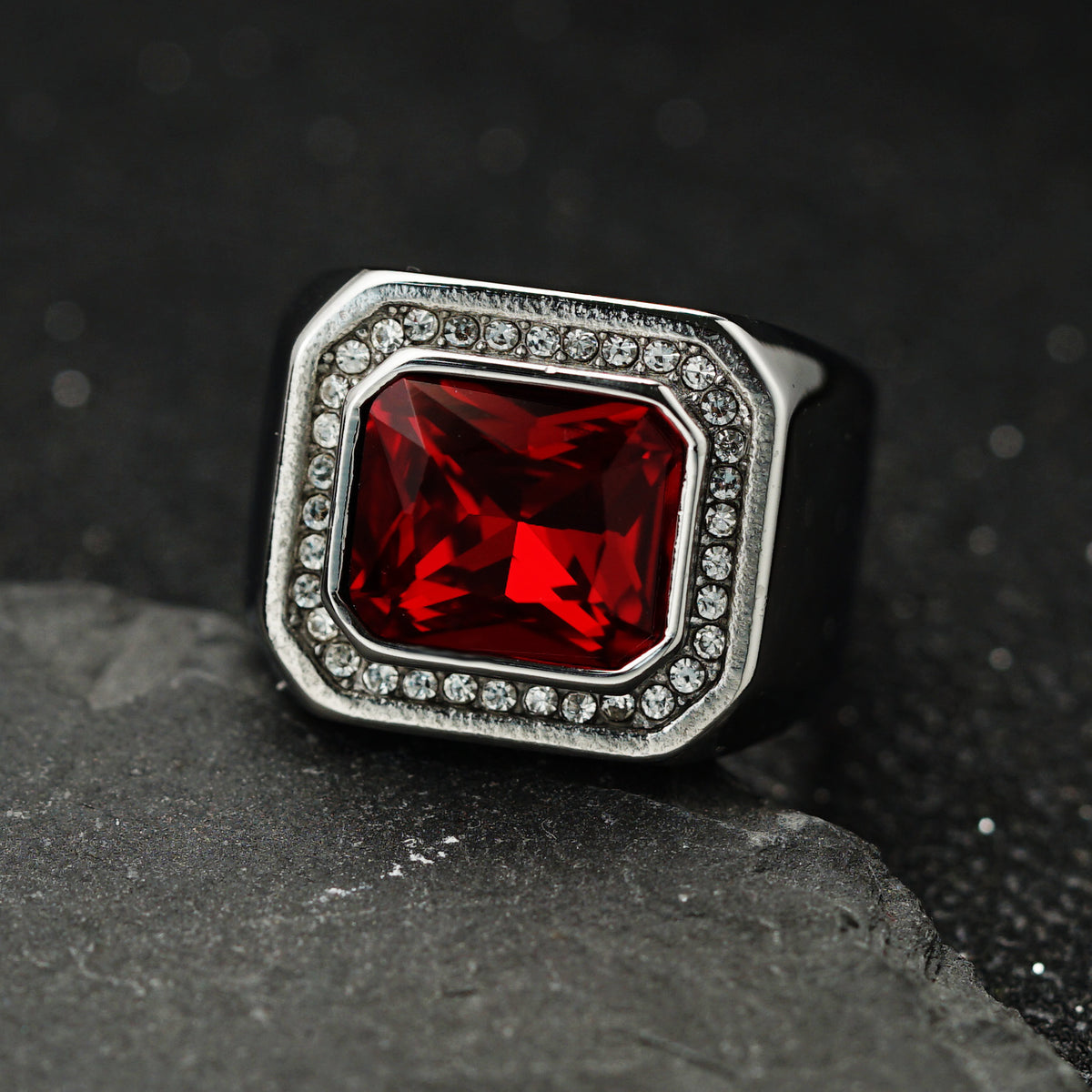 Planderful Personalized Men's Titanium Steel Ring With Zircon Inlay For Everyday Genie Style And Protection